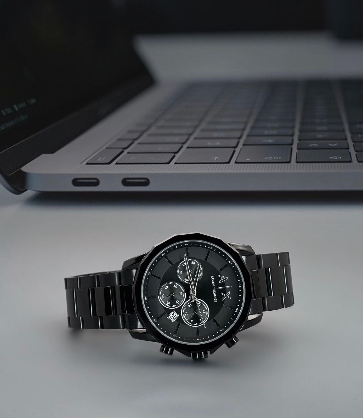 AX Armani Exchange AX1721 - bold black stainless steel case and bracelet