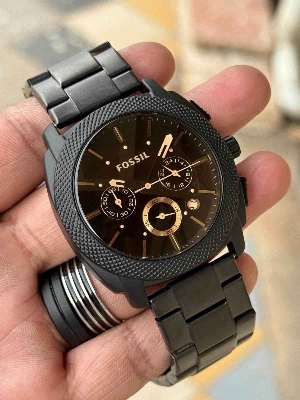 Fossil Machine Chronograph Analog Ion plated Dial Men's Matt Finish Watch